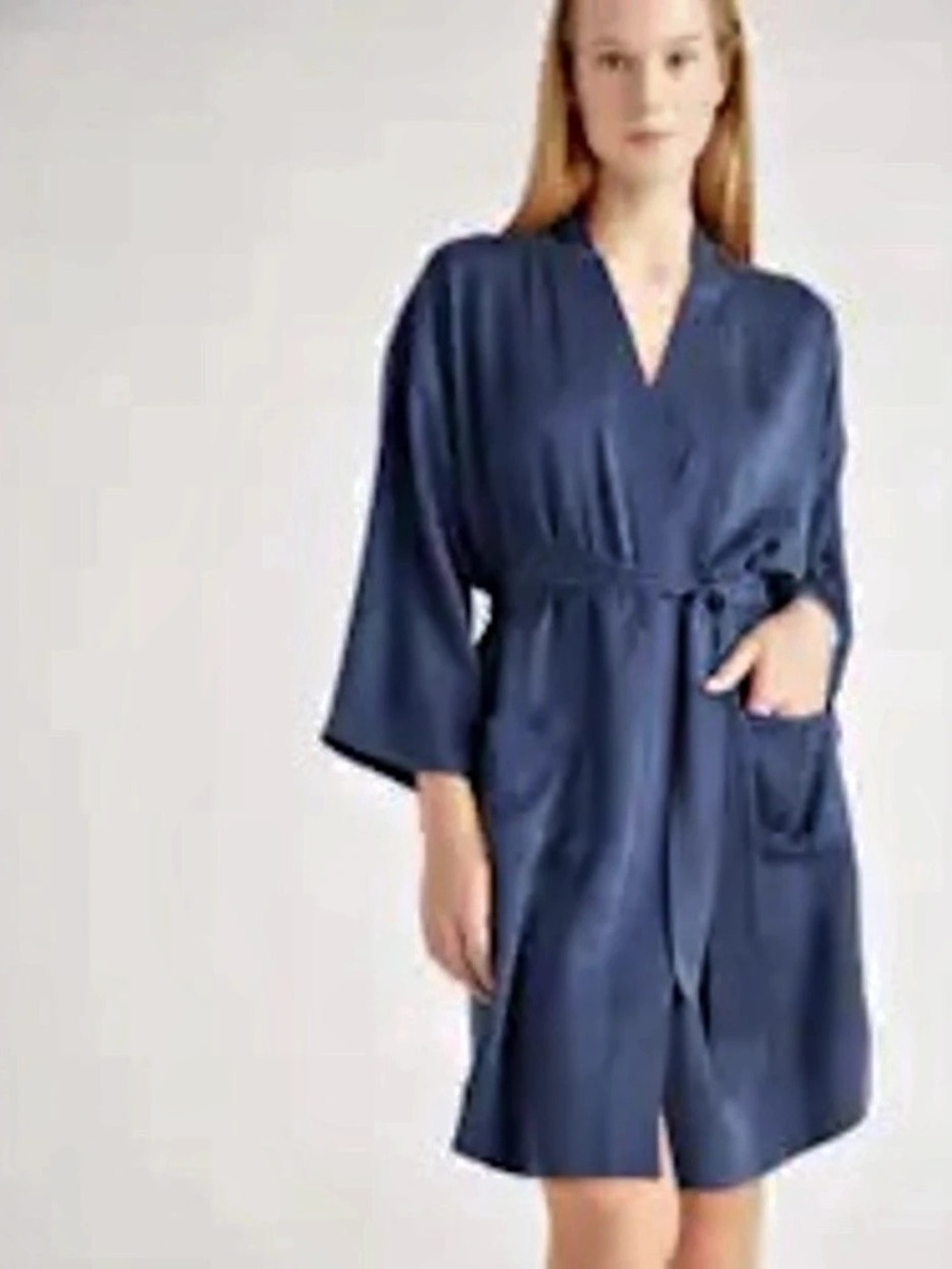 Quince 100% Washable Silk Robe - Indigo - XL